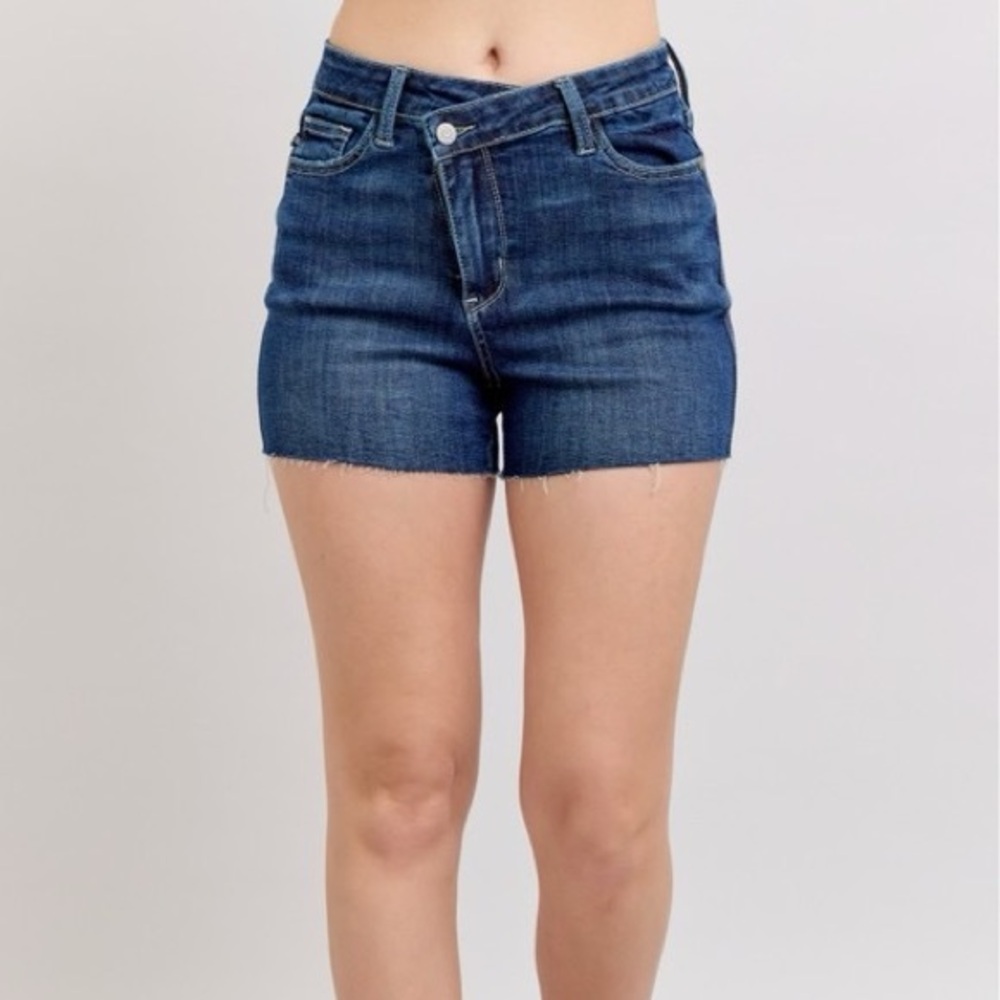Judy Blue High Waist Criss-Cross Waistband Denim Shorts